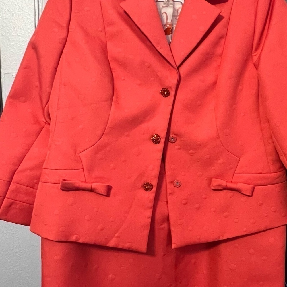 Nipon Boutique Salmon Skirt Suit Polka Dot Women